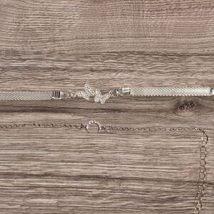 🩷3 for $15: 2-Piece Silver & Crystal Bracelets, 1 Butterfly & 1 Moon, 7", NWOT